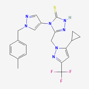 5-{[5-CYCLOPROPYL-3-(TRIFLUOROMETHYL)-1H-PYRAZOL-1-YL]METHYL}-4-[1-(4-METHYLBENZYL)-1H-PYRAZOL-4-YL]-4H-1,2,4-TRIAZOL-3-YLHYDROSULFIDE