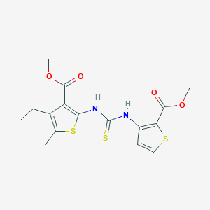 molecular formula C16H18N2O4S3 B4808084 methyl 3-[({[4-ethyl-3-(methoxycarbonyl)-5-methyl-2-thienyl]amino}carbonothioyl)amino]-2-thiophenecarboxylate 