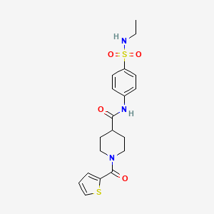 molecular formula C19H23N3O4S2 B4808143 N-{4-[(ethylamino)sulfonyl]phenyl}-1-(2-thienylcarbonyl)-4-piperidinecarboxamide 