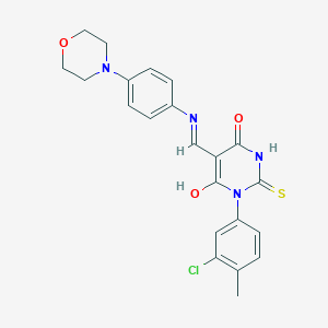 molecular formula C22H21ClN4O3S B480815 1-(3-chloro-4-methylphenyl)-5-{[4-(4-morpholinyl)anilino]methylene}-2-thioxodihydro-4,6(1H,5H)-pyrimidinedione 