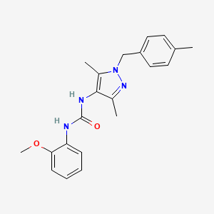 molecular formula C21H24N4O2 B4808160 N-[3,5-dimethyl-1-(4-methylbenzyl)-1H-pyrazol-4-yl]-N'-(2-methoxyphenyl)urea 