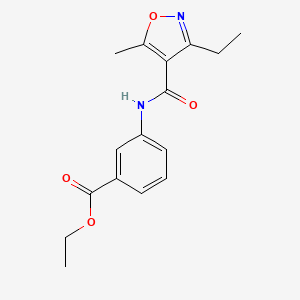 molecular formula C16H18N2O4 B4808173 ethyl 3-{[(3-ethyl-5-methyl-4-isoxazolyl)carbonyl]amino}benzoate 