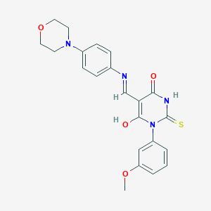 molecular formula C22H22N4O4S B480819 (5E)-1-(3-methoxyphenyl)-5-({[4-(morpholin-4-yl)phenyl]amino}methylidene)-2-thioxodihydropyrimidine-4,6(1H,5H)-dione 