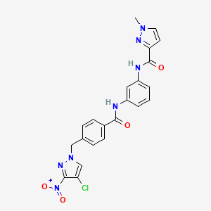 molecular formula C22H18ClN7O4 B4808194 N-[3-({4-[(4-chloro-3-nitro-1H-pyrazol-1-yl)methyl]benzoyl}amino)phenyl]-1-methyl-1H-pyrazole-3-carboxamide 