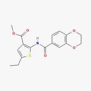 molecular formula C17H17NO5S B4808202 methyl 2-[(2,3-dihydro-1,4-benzodioxin-6-ylcarbonyl)amino]-5-ethyl-3-thiophenecarboxylate 