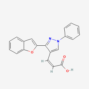 molecular formula C20H14N2O3 B4808265 3-[3-(1-benzofuran-2-yl)-1-phenyl-1H-pyrazol-4-yl]acrylic acid 