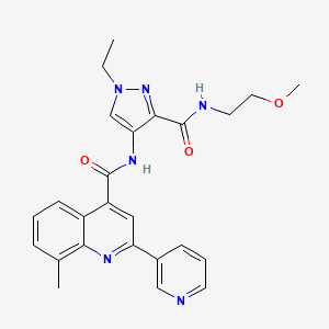 molecular formula C25H26N6O3 B4808307 N-(1-ethyl-3-{[(2-methoxyethyl)amino]carbonyl}-1H-pyrazol-4-yl)-8-methyl-2-(3-pyridinyl)-4-quinolinecarboxamide 