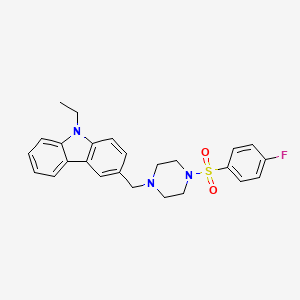 molecular formula C25H26FN3O2S B4808362 9-ethyl-3-({4-[(4-fluorophenyl)sulfonyl]-1-piperazinyl}methyl)-9H-carbazole 