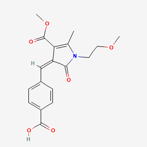 molecular formula C18H19NO6 B4808373 4-{[4-(methoxycarbonyl)-1-(2-methoxyethyl)-5-methyl-2-oxo-1,2-dihydro-3H-pyrrol-3-ylidene]methyl}benzoic acid 