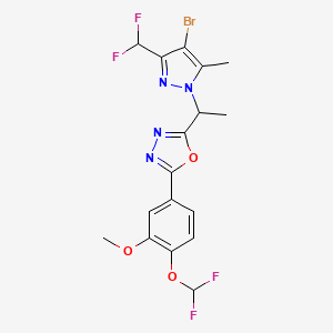 2-{1-[4-bromo-3-(difluoromethyl)-5-methyl-1H-pyrazol-1-yl]ethyl}-5-[4-(difluoromethoxy)-3-methoxyphenyl]-1,3,4-oxadiazole