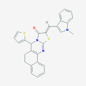 molecular formula C28H21N3OS2 B480847 10-[(1-methyl-1H-indol-3-yl)methylene]-7-(2-thienyl)-5,7-dihydro-6H-benzo[h][1,3]thiazolo[2,3-b]quinazolin-9(10H)-one CAS No. 445437-80-9