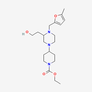 molecular formula C20H33N3O4 B4808514 ethyl 4-{3-(2-hydroxyethyl)-4-[(5-methyl-2-furyl)methyl]-1-piperazinyl}-1-piperidinecarboxylate 