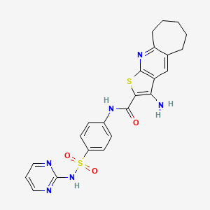 molecular formula C23H22N6O3S2 B4808701 3-amino-N-{4-[(2-pyrimidinylamino)sulfonyl]phenyl}-6,7,8,9-tetrahydro-5H-cyclohepta[b]thieno[3,2-e]pyridine-2-carboxamide 