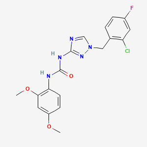 molecular formula C18H17ClFN5O3 B4808704 N-[1-(2-chloro-4-fluorobenzyl)-1H-1,2,4-triazol-3-yl]-N'-(2,4-dimethoxyphenyl)urea 