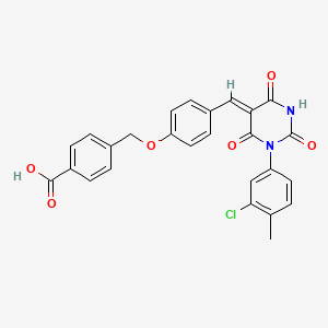 4-[(4-{[1-(3-chloro-4-methylphenyl)-2,4,6-trioxotetrahydro-5(2H)-pyrimidinylidene]methyl}phenoxy)methyl]benzoic acid