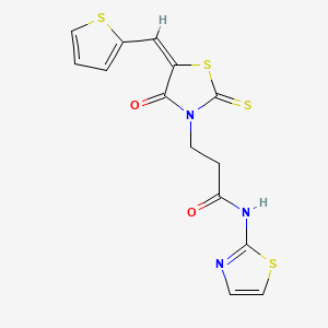 3-[4-oxo-5-(2-thienylmethylene)-2-thioxo-1,3-thiazolidin-3-yl]-N-1,3-thiazol-2-ylpropanamide