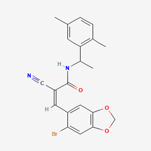 3-(6-bromo-1,3-benzodioxol-5-yl)-2-cyano-N-[1-(2,5-dimethylphenyl)ethyl]acrylamide