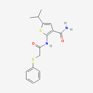 5-ISOPROPYL-2-{[2-(PHENYLSULFANYL)ACETYL]AMINO}-3-THIOPHENECARBOXAMIDE