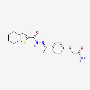 2-{4-[N-(4,5,6,7-tetrahydro-1-benzothien-2-ylcarbonyl)ethanehydrazonoyl]phenoxy}acetamide