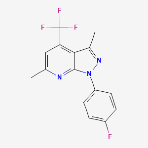 molecular formula C15H11F4N3 B4808933 1-(4-fluorophenyl)-3,6-dimethyl-4-(trifluoromethyl)-1H-pyrazolo[3,4-b]pyridine 