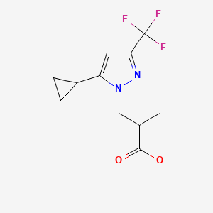 molecular formula C12H15F3N2O2 B4809085 methyl 3-[5-cyclopropyl-3-(trifluoromethyl)-1H-pyrazol-1-yl]-2-methylpropanoate 