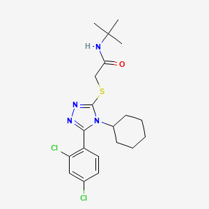 molecular formula C20H26Cl2N4OS B4809150 N-(tert-butyl)-2-{[4-cyclohexyl-5-(2,4-dichlorophenyl)-4H-1,2,4-triazol-3-yl]thio}acetamide 