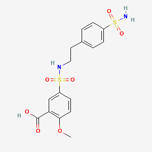 molecular formula C16H18N2O7S2 B4809156 5-[({2-[4-(aminosulfonyl)phenyl]ethyl}amino)sulfonyl]-2-methoxybenzoic acid 