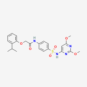 molecular formula C23H26N4O6S B4809203 N-(4-{[(2,6-dimethoxy-4-pyrimidinyl)amino]sulfonyl}phenyl)-2-(2-isopropylphenoxy)acetamide 