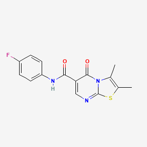 molecular formula C15H12FN3O2S B4809216 N-(4-fluorophenyl)-2,3-dimethyl-5-oxo-5H-[1,3]thiazolo[3,2-a]pyrimidine-6-carboxamide 