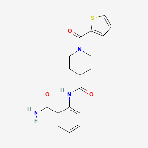 molecular formula C18H19N3O3S B4809232 N-[2-(aminocarbonyl)phenyl]-1-(2-thienylcarbonyl)-4-piperidinecarboxamide 