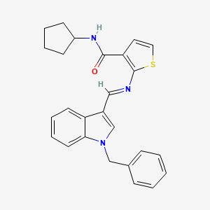 molecular formula C26H25N3OS B4809243 2-{[(1-benzyl-1H-indol-3-yl)methylene]amino}-N-cyclopentyl-3-thiophenecarboxamide 