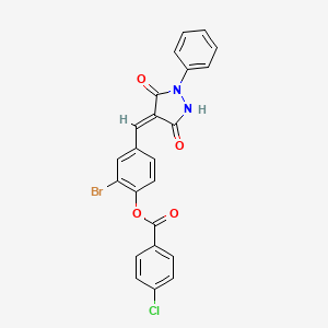 molecular formula C23H14BrClN2O4 B4809292 2-bromo-4-[(3,5-dioxo-1-phenyl-4-pyrazolidinylidene)methyl]phenyl 4-chlorobenzoate 