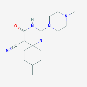 molecular formula C16H25N5O B4809345 9-methyl-2-(4-methyl-1-piperazinyl)-4-oxo-1,3-diazaspiro[5.5]undec-2-ene-5-carbonitrile 