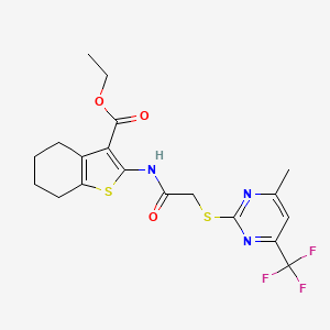 molecular formula C19H20F3N3O3S2 B4809372 ethyl 2-[({[4-methyl-6-(trifluoromethyl)-2-pyrimidinyl]thio}acetyl)amino]-4,5,6,7-tetrahydro-1-benzothiophene-3-carboxylate 