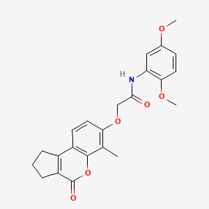 molecular formula C23H23NO6 B4809461 N-(2,5-dimethoxyphenyl)-2-[(6-methyl-4-oxo-1,2,3,4-tetrahydrocyclopenta[c]chromen-7-yl)oxy]acetamide 