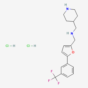 molecular formula C18H23Cl2F3N2O B4809471 (4-piperidinylmethyl)({5-[3-(trifluoromethyl)phenyl]-2-furyl}methyl)amine dihydrochloride 