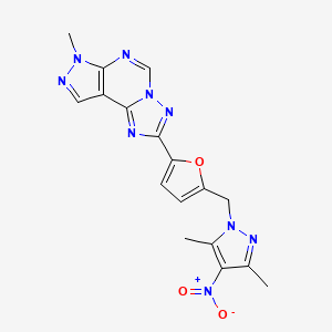 molecular formula C17H15N9O3 B4809554 2-{5-[(3,5-dimethyl-4-nitro-1H-pyrazol-1-yl)methyl]-2-furyl}-7-methyl-7H-pyrazolo[4,3-e][1,2,4]triazolo[1,5-c]pyrimidine 