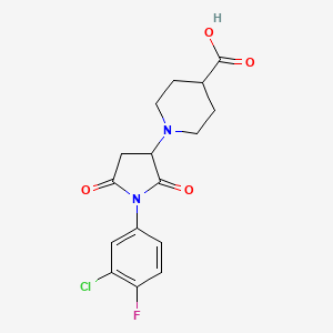 1-[1-(3-chloro-4-fluorophenyl)-2,5-dioxo-3-pyrrolidinyl]-4-piperidinecarboxylic acid