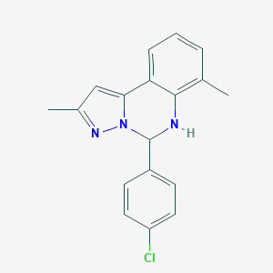 molecular formula C18H16ClN3 B480960 5-(4-Chlorophenyl)-2,7-dimethyl-5,6-dihydropyrazolo[1,5-c]quinazoline 