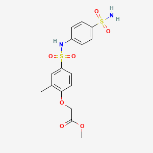 molecular formula C16H18N2O7S2 B4809602 methyl [4-({[4-(aminosulfonyl)phenyl]amino}sulfonyl)-2-methylphenoxy]acetate 