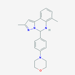 molecular formula C22H24N4O B480963 2,7-Dimethyl-5-(4-morpholin-4-yl-phenyl)-5,6-dihydro-pyrazolo[1,5-c]quinazoline 