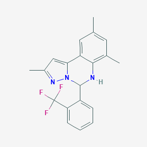 molecular formula C20H18F3N3 B480968 2,7,9-Trimethyl-5-[2-(trifluoromethyl)phenyl]-5,6-dihydropyrazolo[1,5-c]quinazoline 