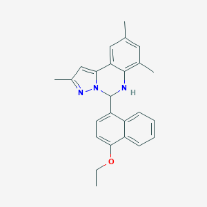 molecular formula C25H25N3O B480969 5-(4-Ethoxy-1-naphthyl)-2,7,9-trimethyl-5,6-dihydropyrazolo[1,5-c]quinazoline 