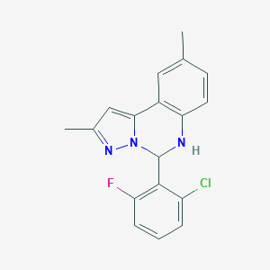 molecular formula C18H15ClFN3 B480972 5-(2-Chloro-6-fluorophenyl)-2,9-dimethyl-5,6-dihydropyrazolo[1,5-c]quinazoline 