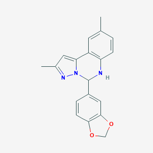 molecular formula C19H17N3O2 B480973 5-Benzo[1,3]dioxol-5-yl-2,9-dimethyl-5,6-dihydro-pyrazolo[1,5-c]quinazoline 