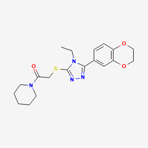 1-({[5-(2,3-dihydro-1,4-benzodioxin-6-yl)-4-ethyl-4H-1,2,4-triazol-3-yl]thio}acetyl)piperidine