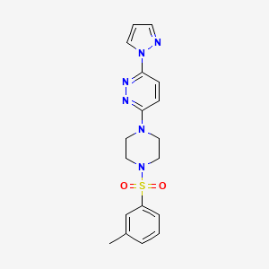 molecular formula C18H20N6O2S B4809852 3-{4-[(3-methylphenyl)sulfonyl]-1-piperazinyl}-6-(1H-pyrazol-1-yl)pyridazine 