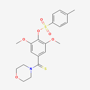 molecular formula C20H23NO6S2 B4809912 2,6-dimethoxy-4-(4-morpholinylcarbonothioyl)phenyl 4-methylbenzenesulfonate 