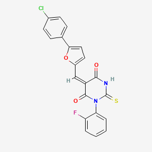 molecular formula C21H12ClFN2O3S B4809922 5-{[5-(4-chlorophenyl)-2-furyl]methylene}-1-(2-fluorophenyl)-2-thioxodihydro-4,6(1H,5H)-pyrimidinedione 