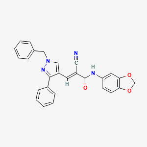 N-1,3-benzodioxol-5-yl-3-(1-benzyl-3-phenyl-1H-pyrazol-4-yl)-2-cyanoacrylamide